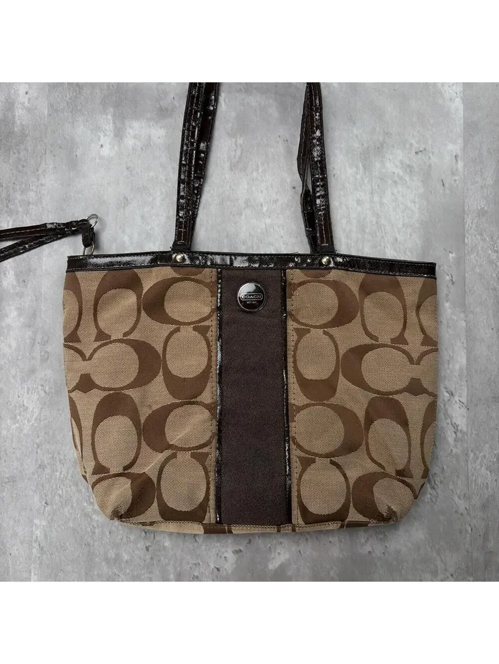 Y2K Brown Coach Monogram Distressed Poppy Shoulder Bag